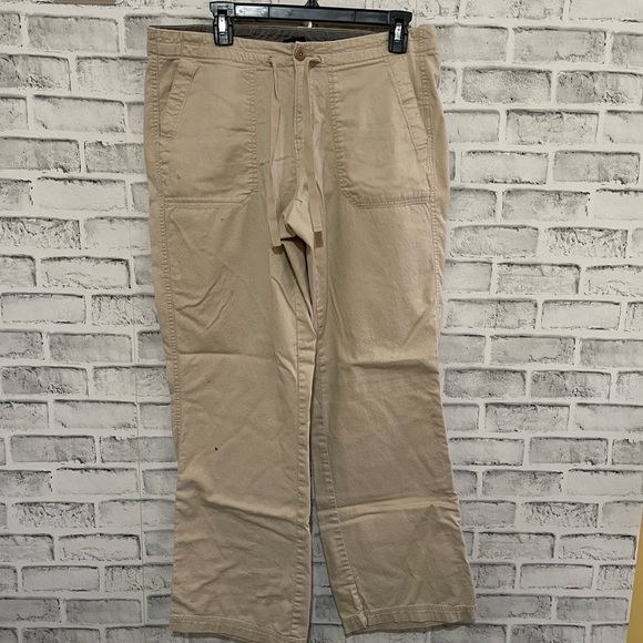 Women’s The North Face beige utility straight leg drawstring pants size 10 - Picture 1 of 7